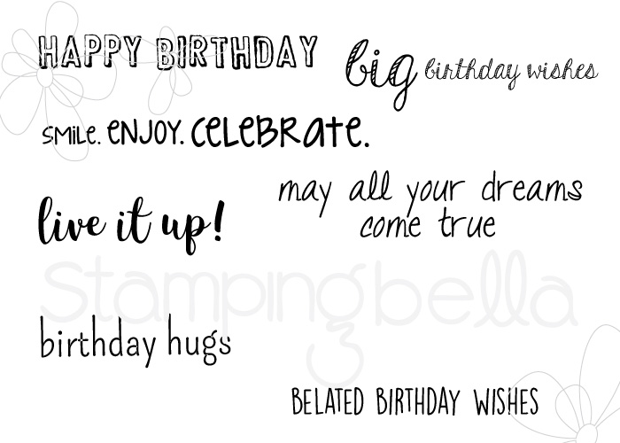 www.stampingbella.com: Rubber stamp: BIRTHDAY SENTIMENT SET