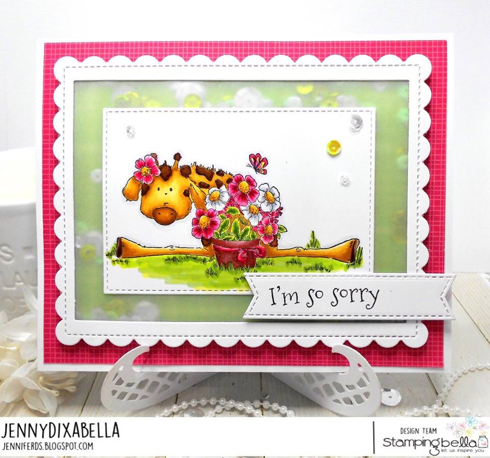 www.stampingbella.com- RUBBER STAMP USED: Gigi the Giraffe card by Jenny Dix