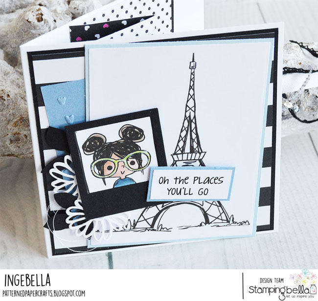 www.stampingbella.com: Rubber stamp used: PUT A STAMP ON IT ROSIE and Rosie and Bernie's Eiffel Tower Card by Inge Groot