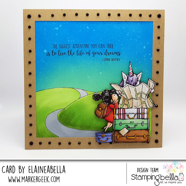 www.stampingbella.com: Rubber stamp used: Rosie and Bernie plan a trip CARD BY ELAINE HUGHES