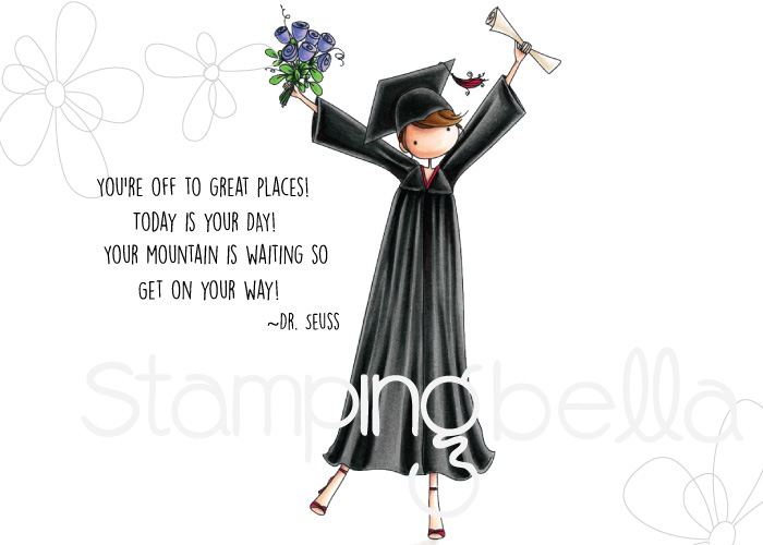 www.stampingbella.com- rubber stamp: Uptown girl GRACE the GRADUATE