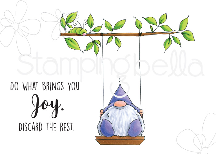 www.stampingbella.com: Rubber stamp: Gnome on a SWING