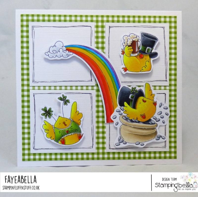 www.stampingbella.com: rubber stamp used: IRISH CHICKS  card by Faye WYNN JONES