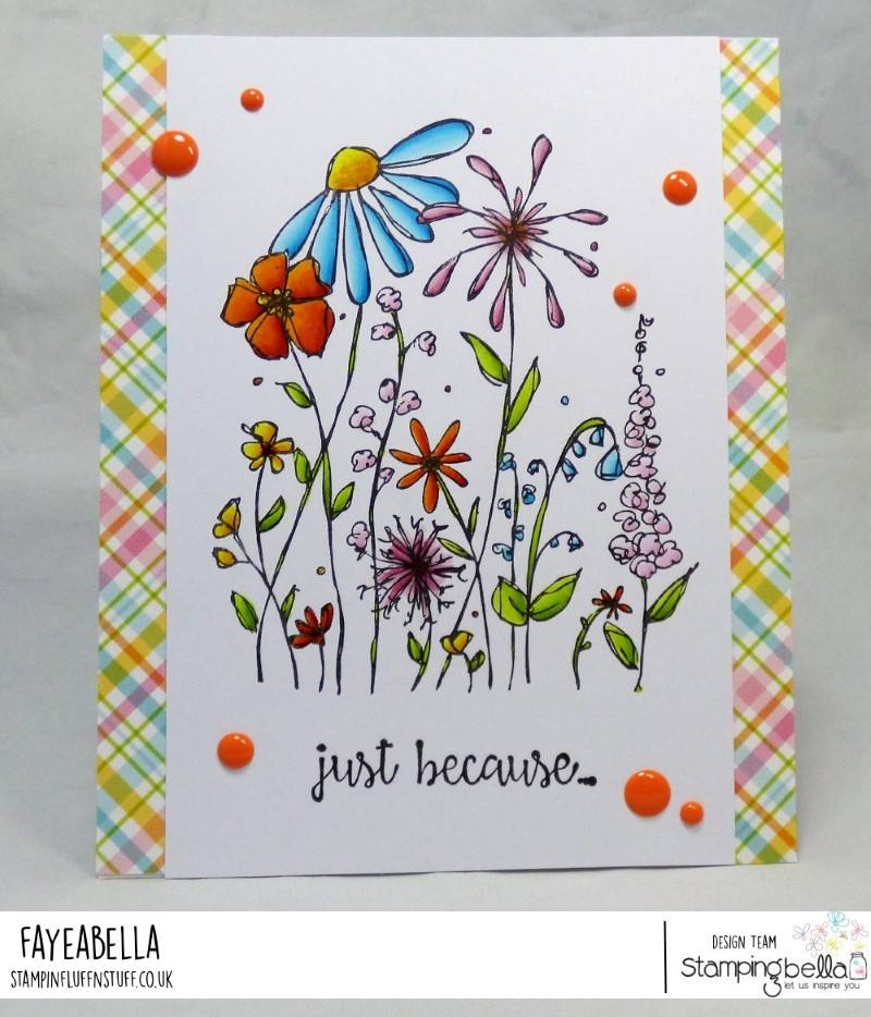 www.stampingbella.com: Rubber stamp used: SCRIBBLE GARDEN, card by FAYE WYNN JONES