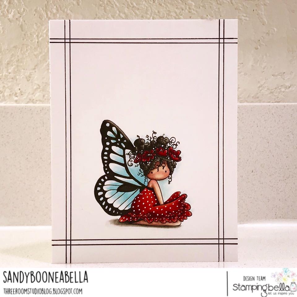 www.stampingbella.com: Rubber stamp usedL TINY TOWNIE BUTTERFLY GIRL BESS, card made by SANDY BOONE