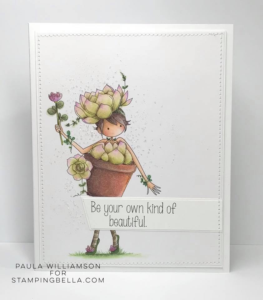 www.stampingbella.com: rubber stamp used: SUSIE the SUCCULENT card by PAULA WILLIAMSON