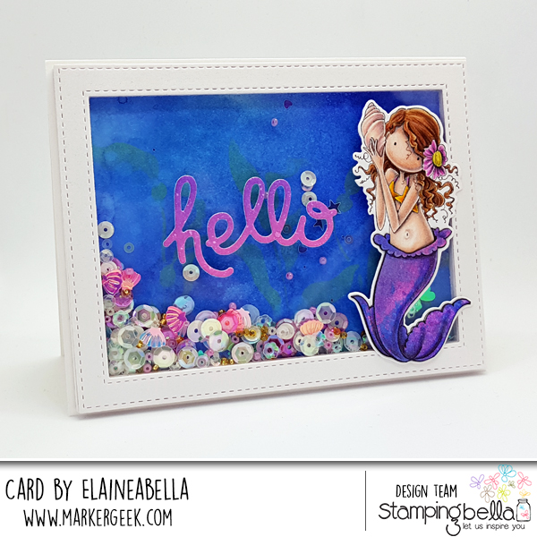 Stamping Bella & Marker Geek: Mermaid Shaker Card with Distress Oxides & Polychromos (video)