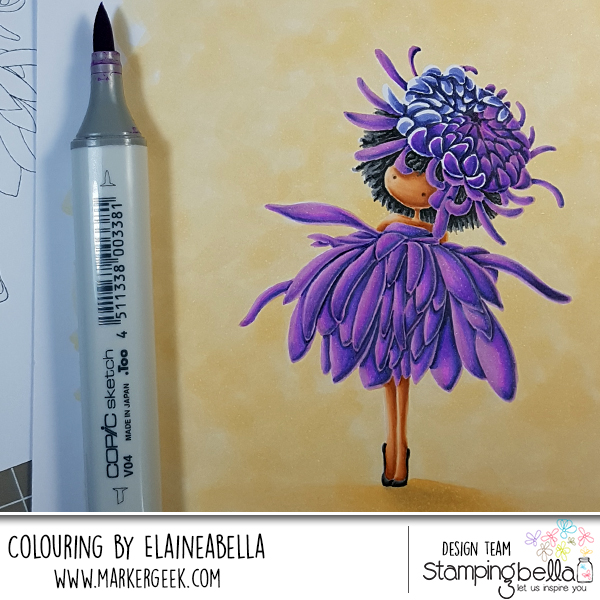 Marker Geek Monday: No Line Colouring Tiny Townie Garden Girl Chrysanthemum