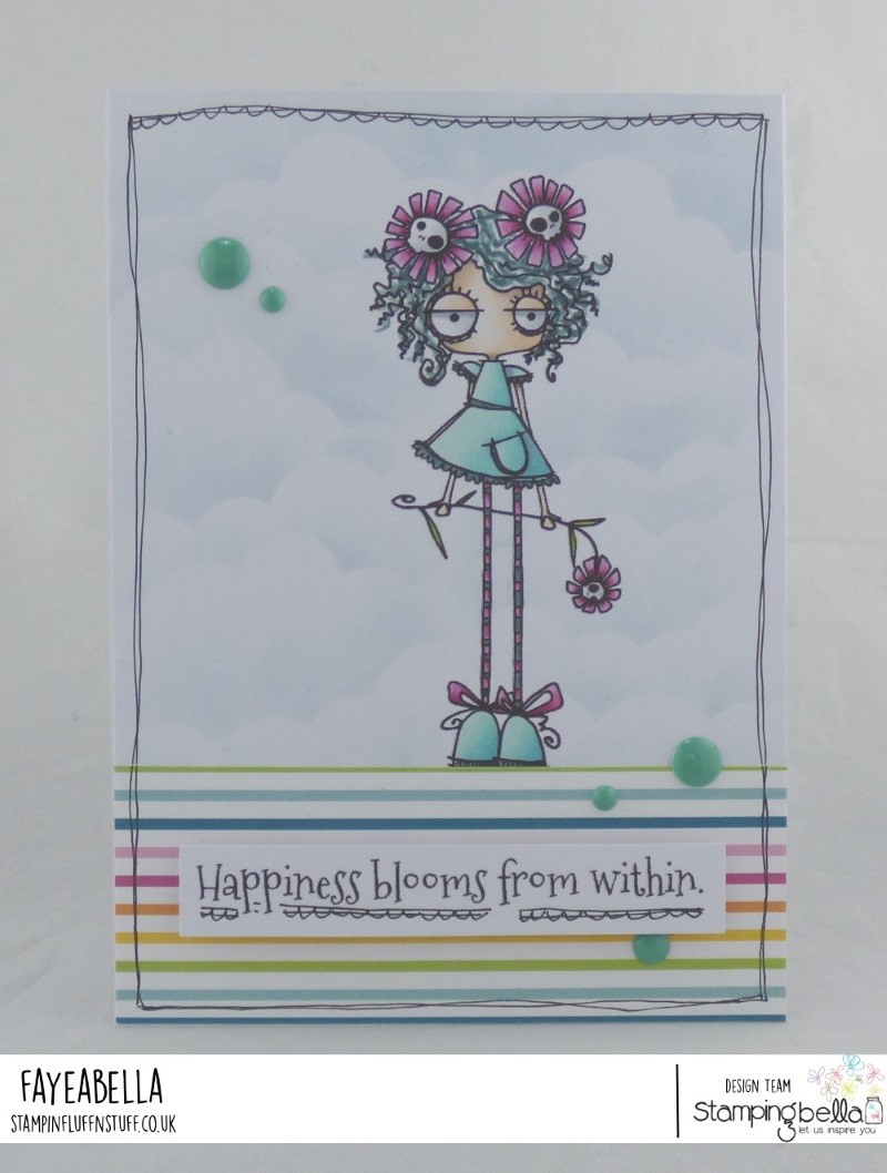 www.stampingbella.com: Rubber stamp: LONG STEMMED ODDBALL, card by FAYE WYNN JONES