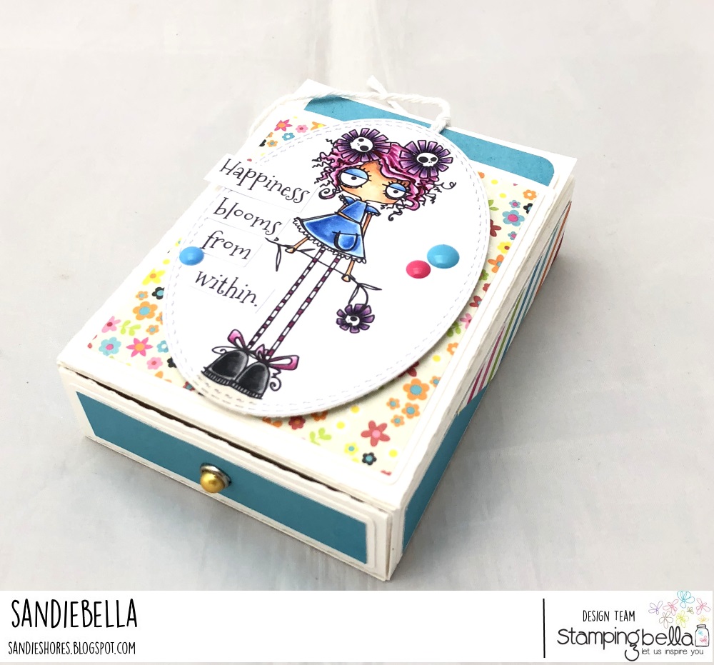 www.stampingbella.com: Rubber stamp: LONG STEMMED ODDBALL, box by Sandie Dunne