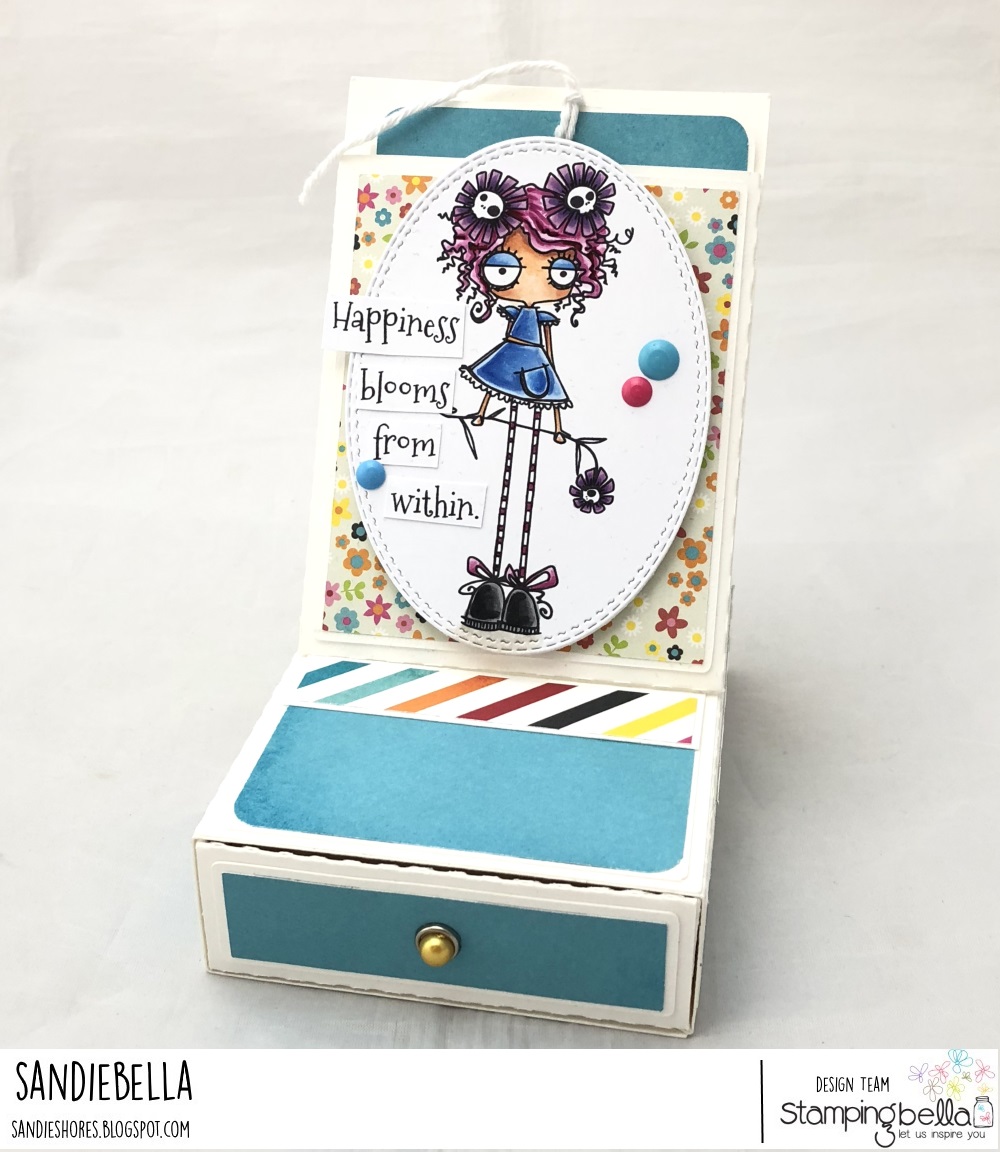 www.stampingbella.com: Rubber stamp: LONG STEMMED ODDBALL, box by Sandie Dunne