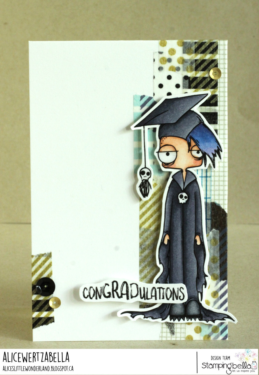 www.stampingbella.com: rubber stamp used ODDBALL BOY GRADUATE, card by ALICE WERTZ