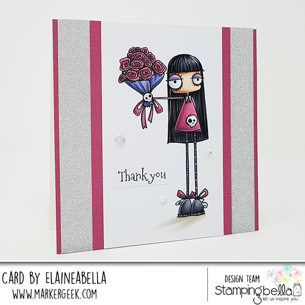 www.stampingbella.com: Rubber stamp: ODDBALL BOUQUET, card by Elaine Hughes