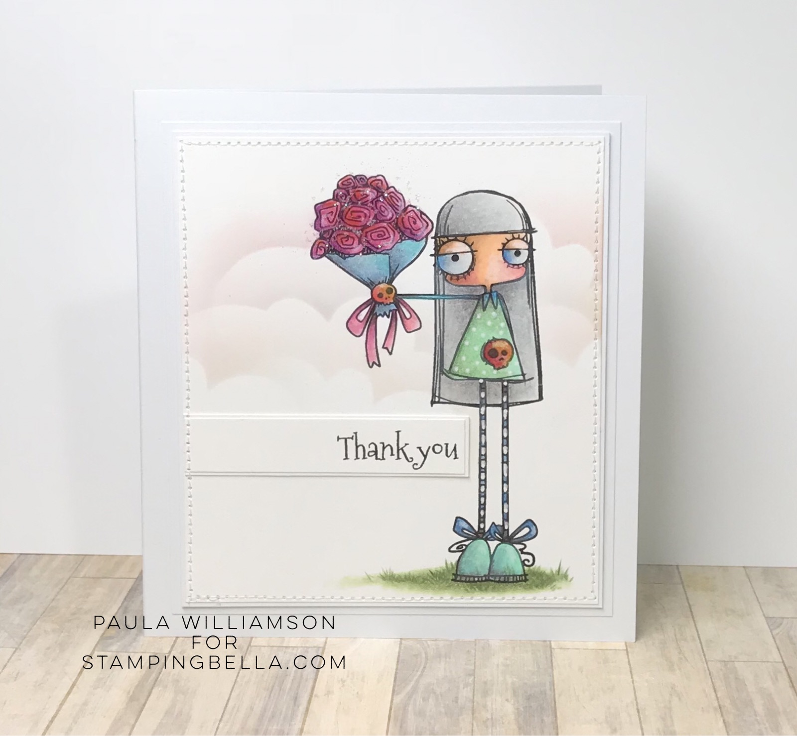 www.stampingbella.com: Rubber stamp: ODDBALL BOUQUET, card by Paula Williamson