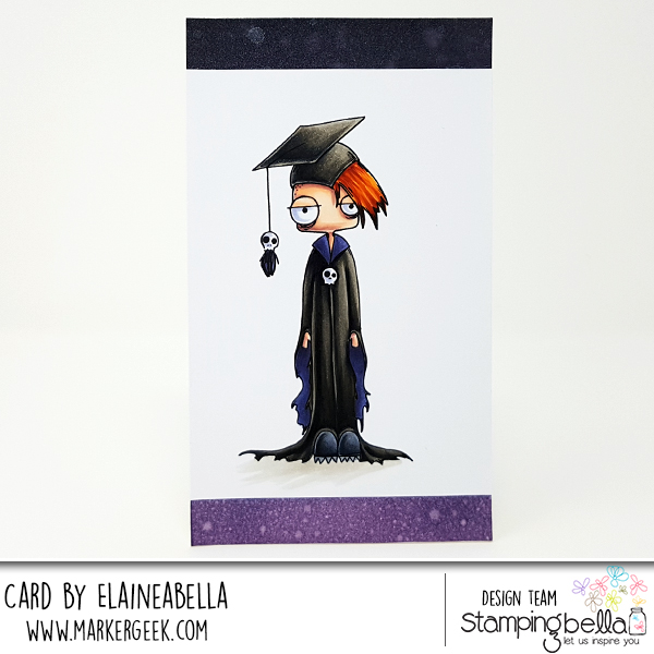 www.stampingbella.com: rubber stamp used ODDBALL BOY GRADUATE card by Elaine Hughes