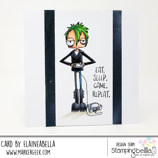 www.stampingbella.com: rubber stamp used ODDBALL GAMER, card by Elaine Hughes