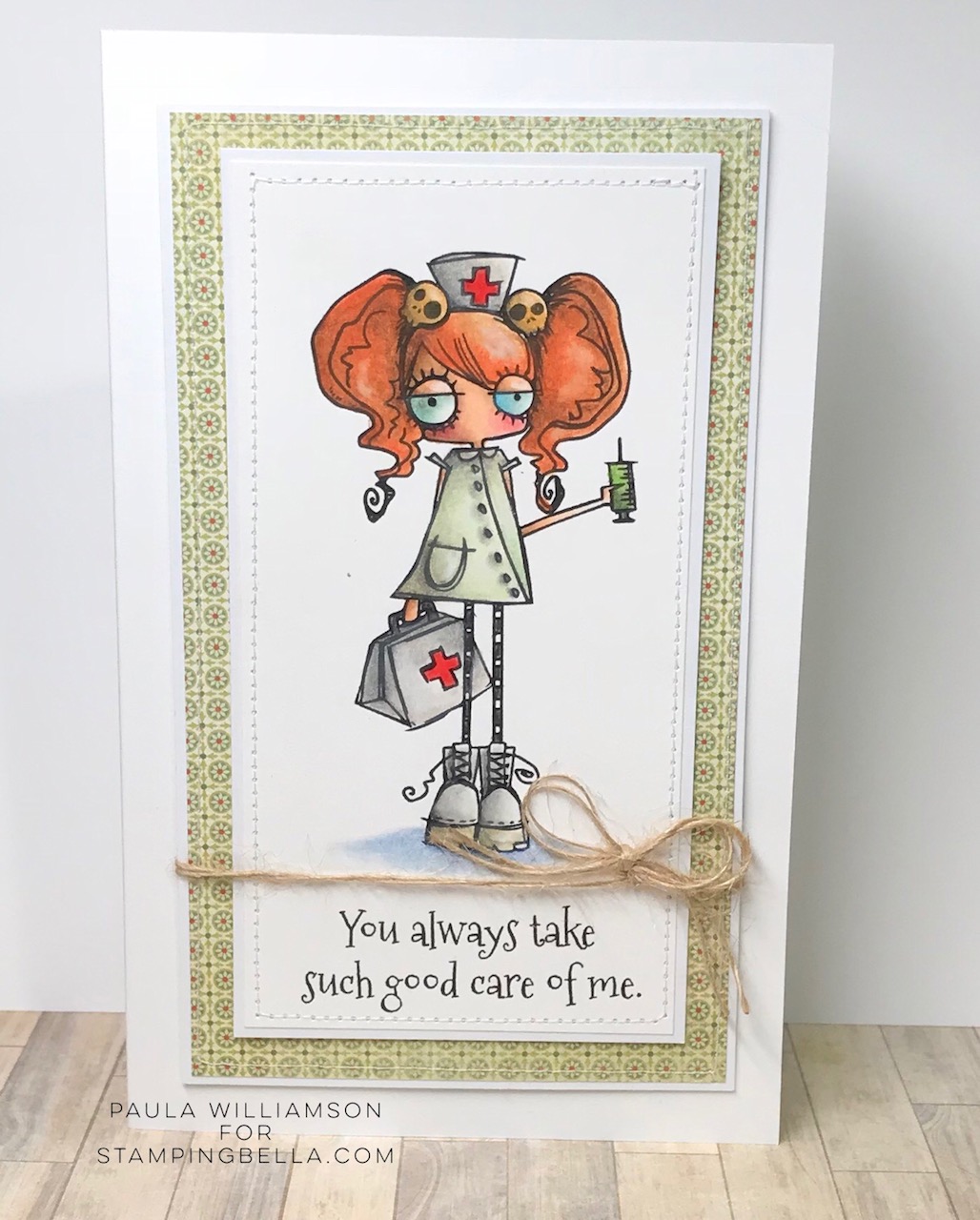 www.stampingbella.com: Rubber stamp: ODDBALL Nurse, card by Paula Williamson