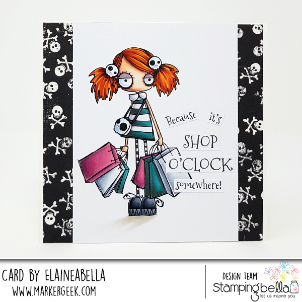 www.stampingbella.com: rubber stamp used ODDBALL SHOPPER, card by Elaine Hughes