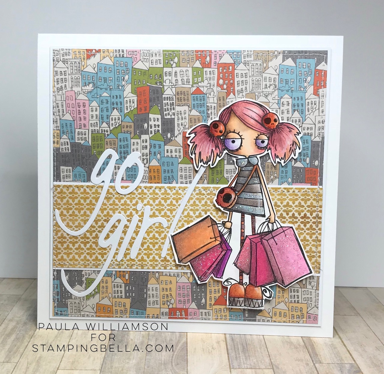 www.stampingbella.com: rubber stamp used ODDBALL SHOPPER, card by Paula Williamson