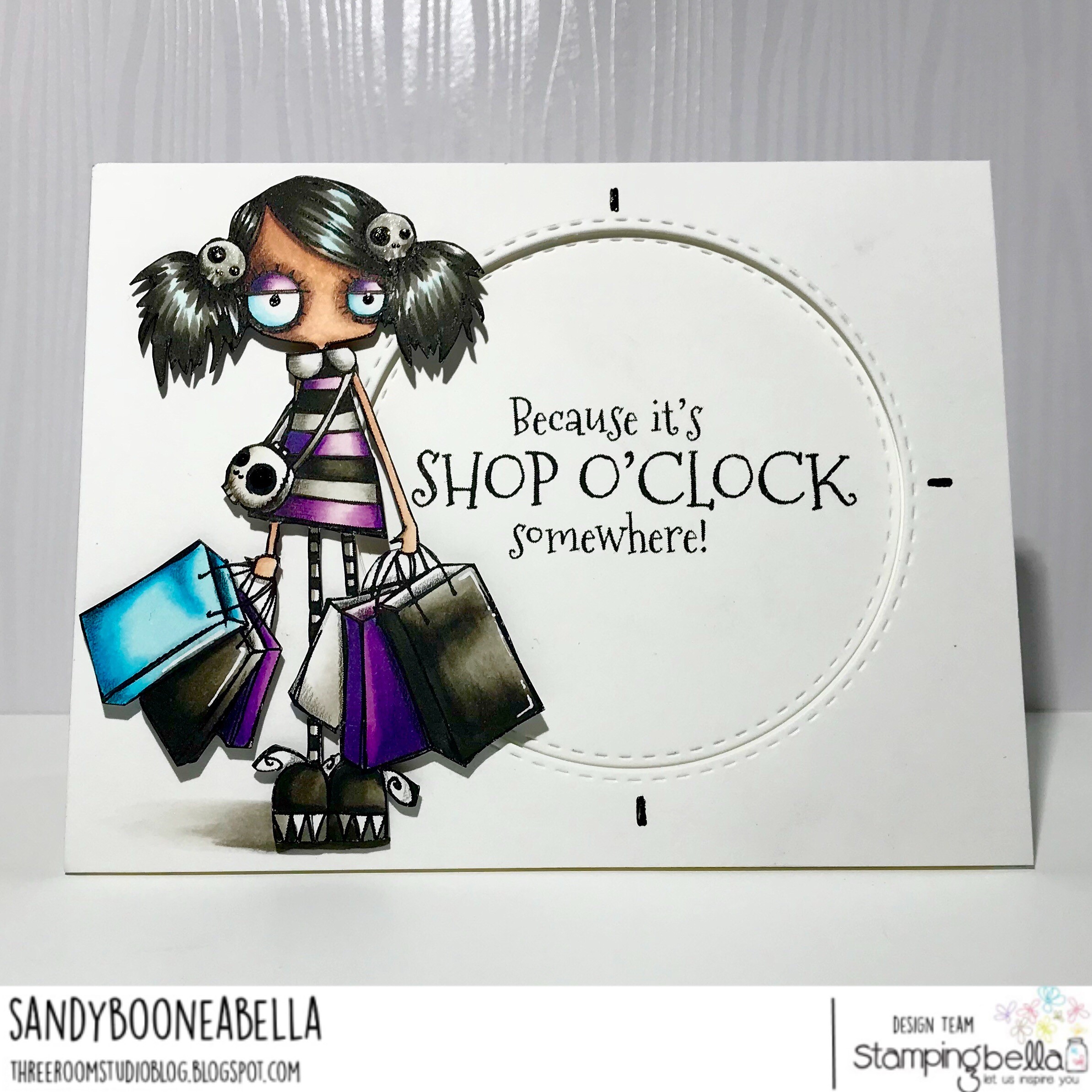 www.stampingbella.com: rubber stamp used ODDBALL SHOPPER, card by Sandy Boone