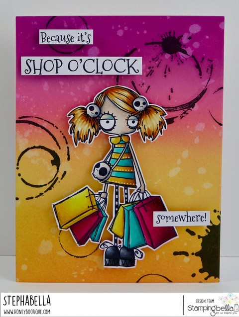 www.stampingbella.com: rubber stamp used ODDBALL SHOPPER, card by Stephanie Hill