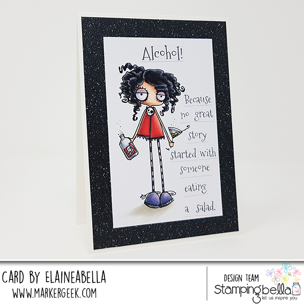 www.stampingbella.com: Rubber stamp: ODDBALL WITH A Martini, card by Elaine Hughes