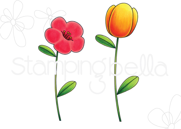 www.stampingbella.com, RUBBER STAMP: TULIP FLORAL SET