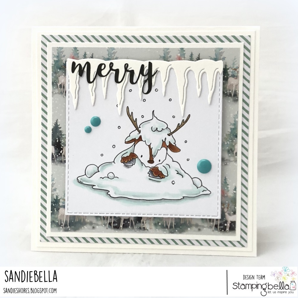 www.stampingbella.com: rubber stamp used: DEERPILE.. card by Sandie Dunne