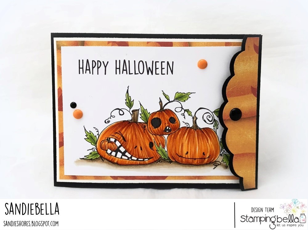 www.stampingbella.com: RUBBER STAMP: ODDBALL NAUGHTY PUMPKINS. CARD BY SANDIE DUNNE