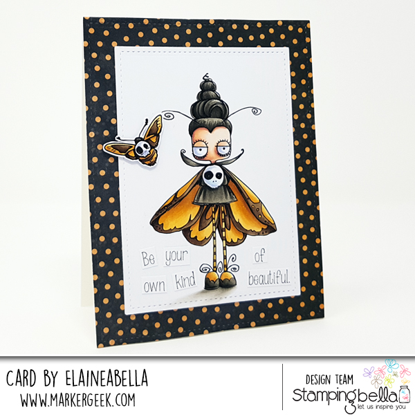 www.stampingbella.com: rubber stamps used: ODDBALL MOTH. Card by Elaine Hughes