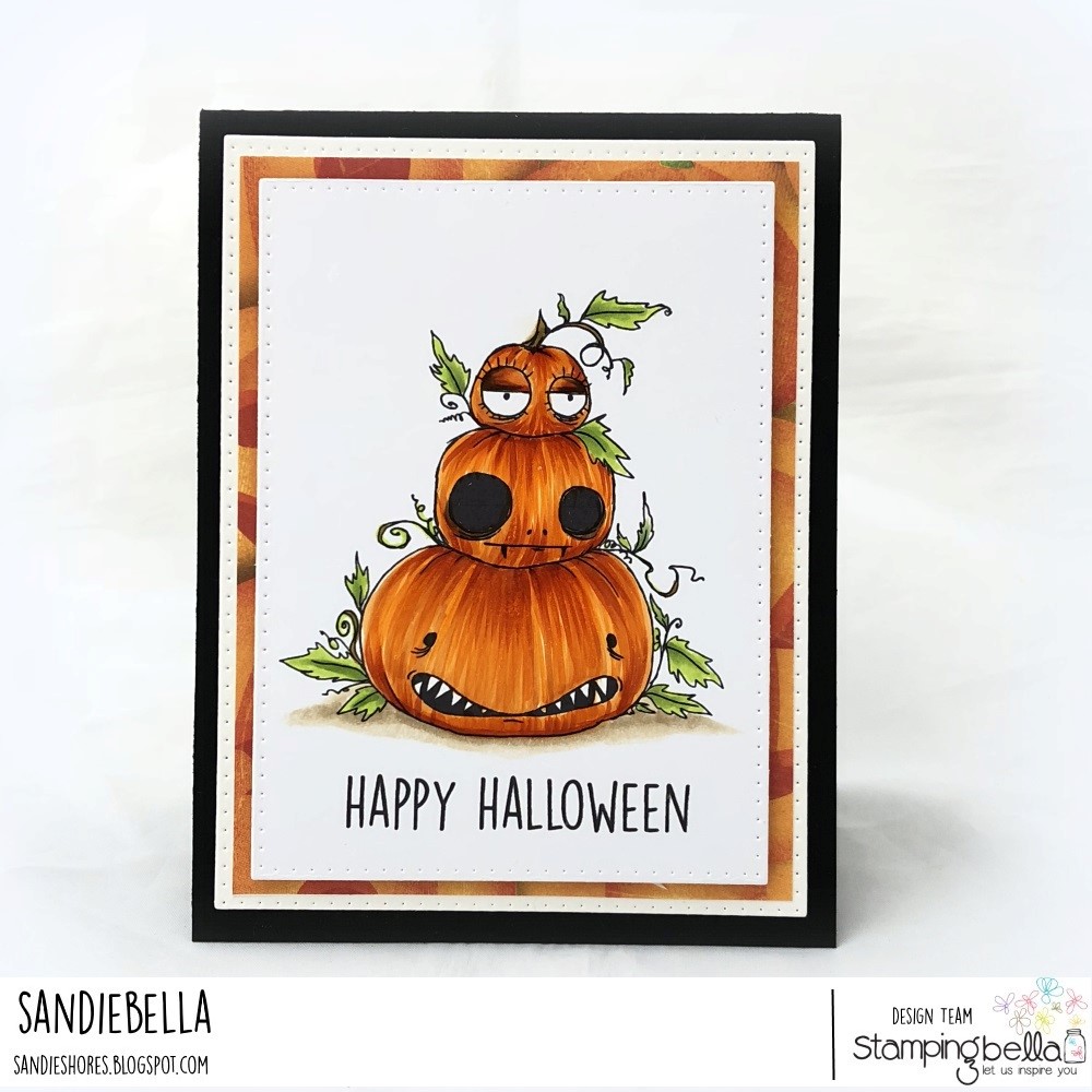 www.stampingbella.com: RUBBER STAMP: ODDBALL PUMPKIN PILE. CARD BY SANDIE DUNNE