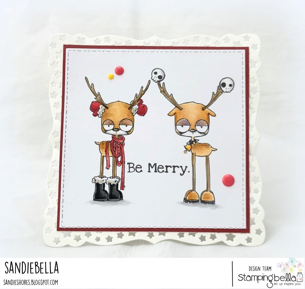 www.stampingbella.com: RUBBER STAMP USED: ODDBALL REINDEER SET card by Sandie Dunne