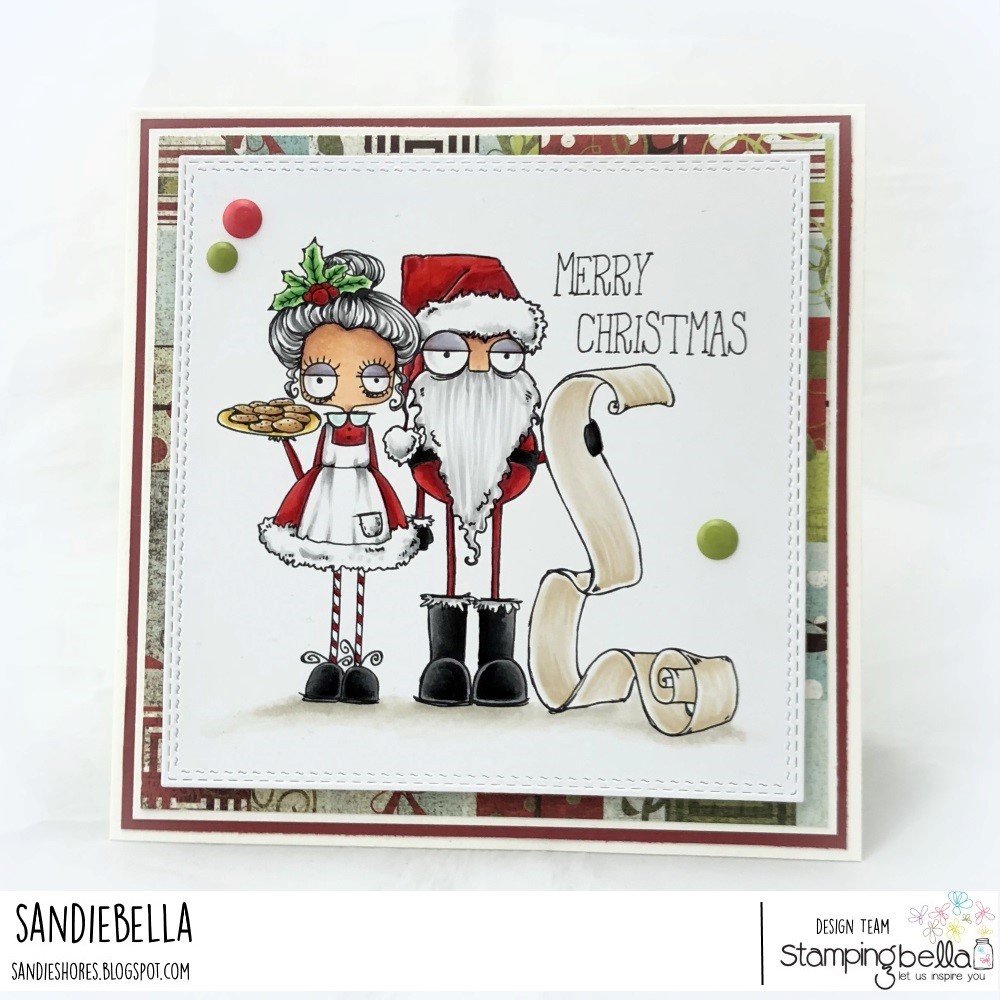 www.stampingbella.com: RUBBER STAMP USED: ODDBALL SANTA AND THE MISSUS card by Sandie Dunne