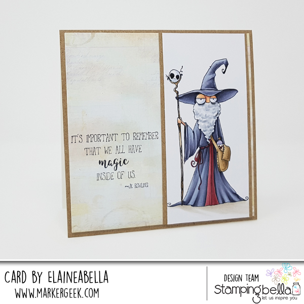 www.stampingbella.com: RUBBER STAMP: ODDBALL WIZARD. CARD BY Elaine Hughes