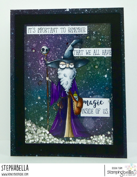 www.stampingbella.com: RUBBER STAMP: ODDBALL WIZARD. CARD BY STEPHANIE HILL