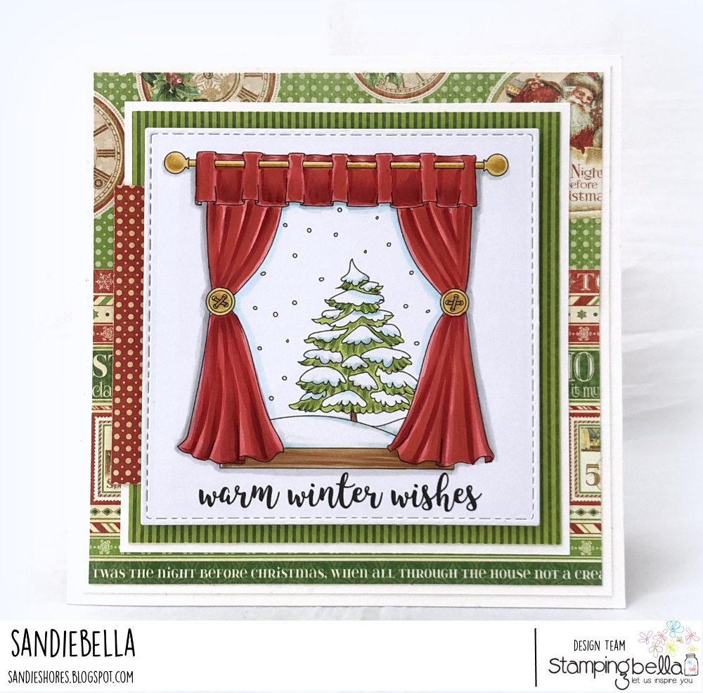 www.stampingbella.com: Rubber stamp used: WINTER WINDOW card by SANDIE DUNNE