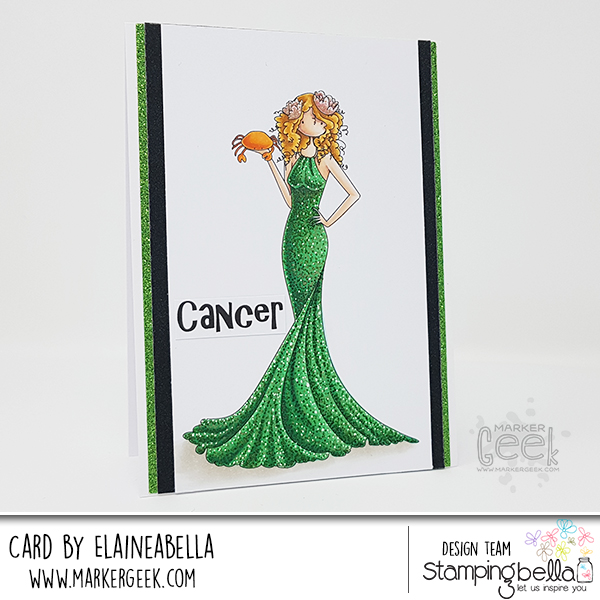 Stamping Bella Wonderful Wednesday: Uptown Zodiac Girl Cancer Card & Copic Colouring Video