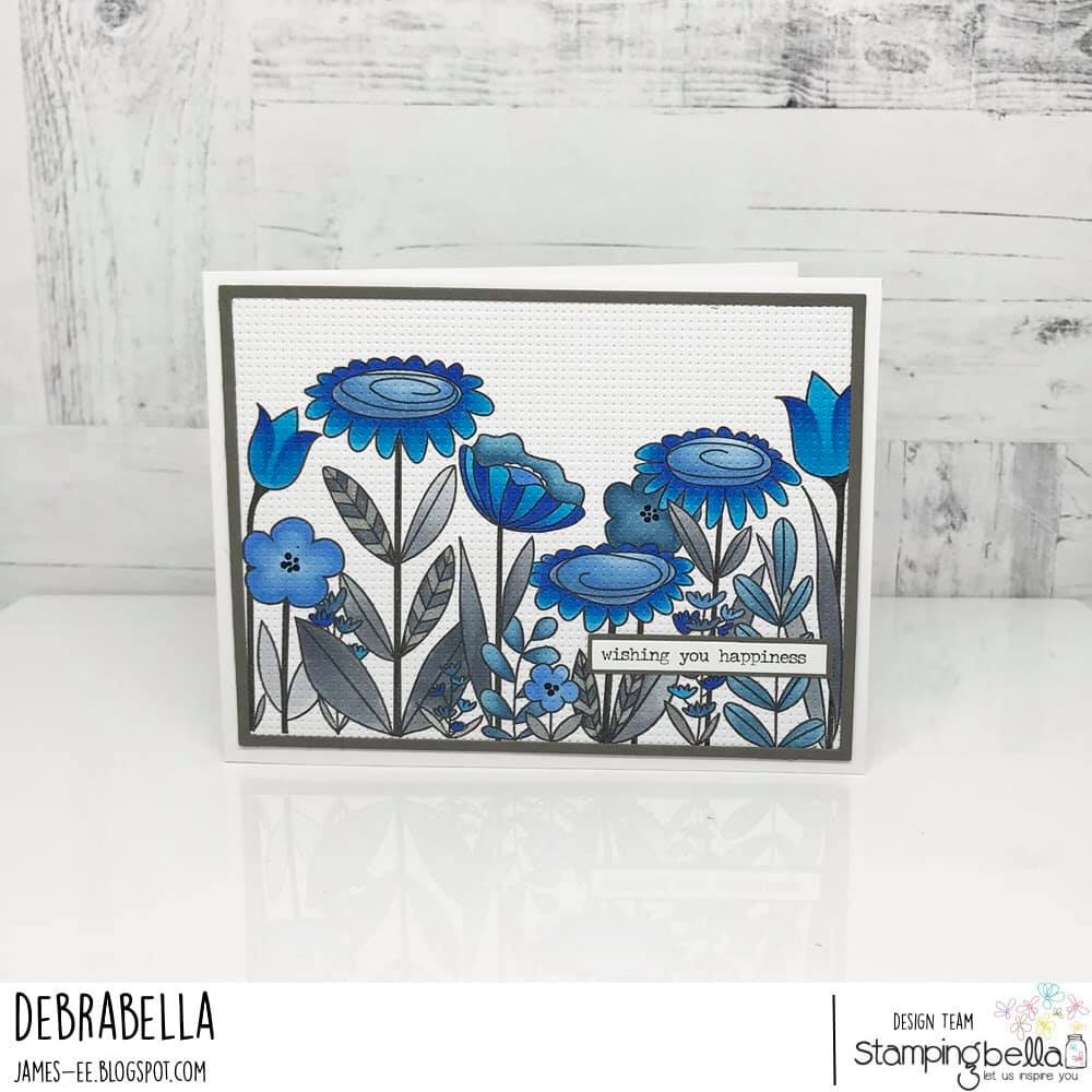 www.stampingbella.com: rubber stamp used FLORAL FOREST BACKDROP .  Card by Debra James