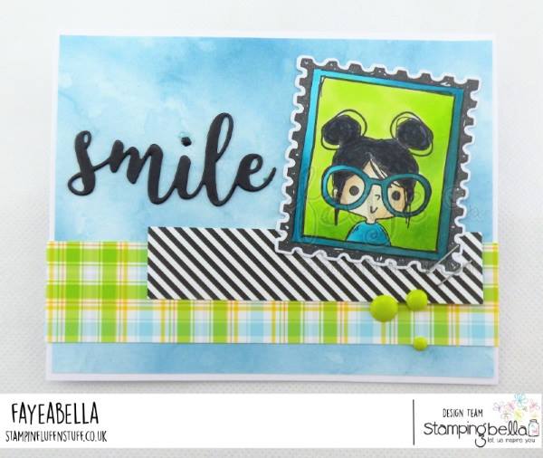 www.stampingbella.com: rubber stamp used:  PUT A STAMP ON IT ROSIE, card by FAYE WYNN JONES
