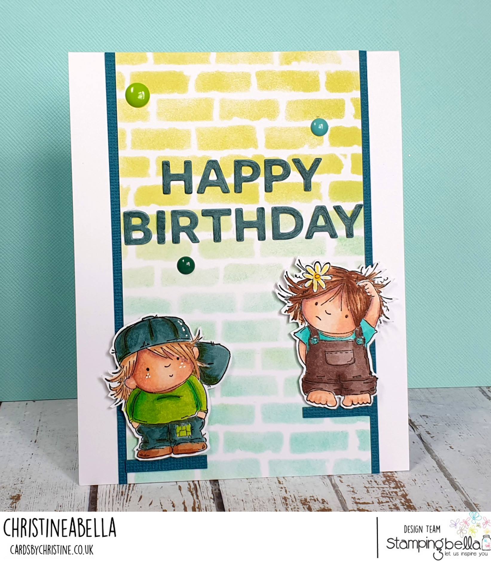 www.stampingbella.com: rubber stamp used:  SQUIDGY PALS card by CHRISTINE LEVISON