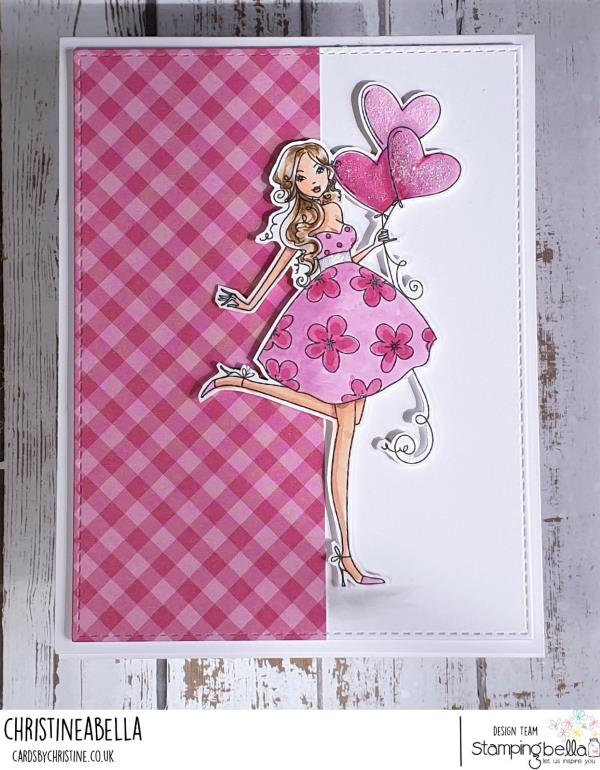 www.stampingbella.com: rubber stamp used: BALLOONABELLA.  Card by Christine Levison