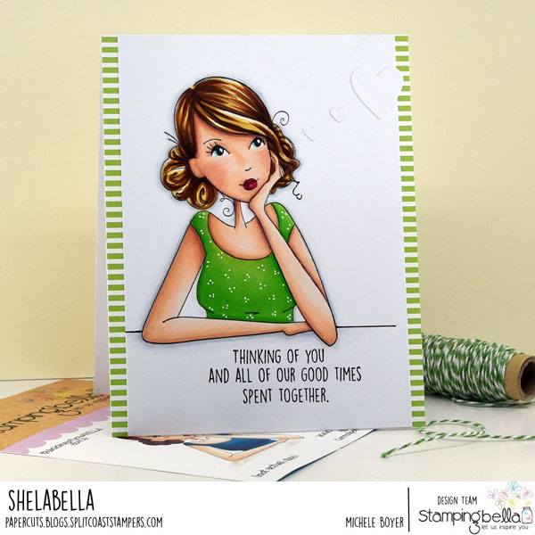 www.stampingbella.com:  rubber stamp used:  THINKINGOFYOUABELLA.  Card by MICHELE BOYER