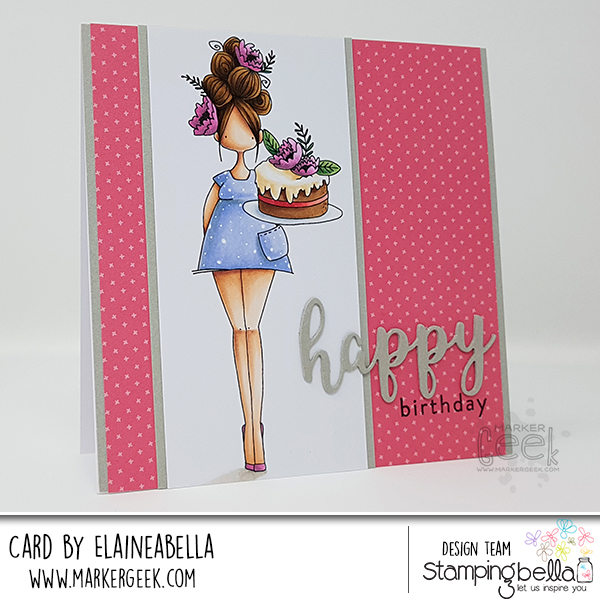 Stamping Bella: Marker Geek Monday Curvy Girl Eats Cake Card & Copic