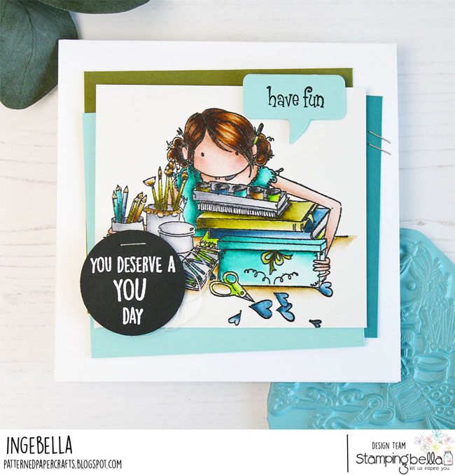 www.stampingbella.com: rubber stamp used: TINY TOWNIE CALLISTA. Card by INGE GROOT