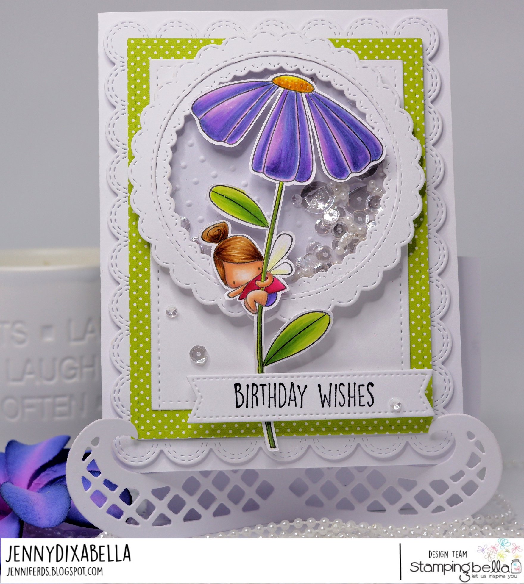 www.stampingbella.com: rubber stamp used DAISY FLORAL SET.  Card by Jenny Dix
