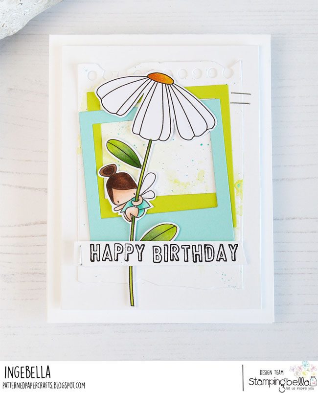 www.stampingbella.com: rubber stamp used DAISY FLORAL SET. card by Inge Groot