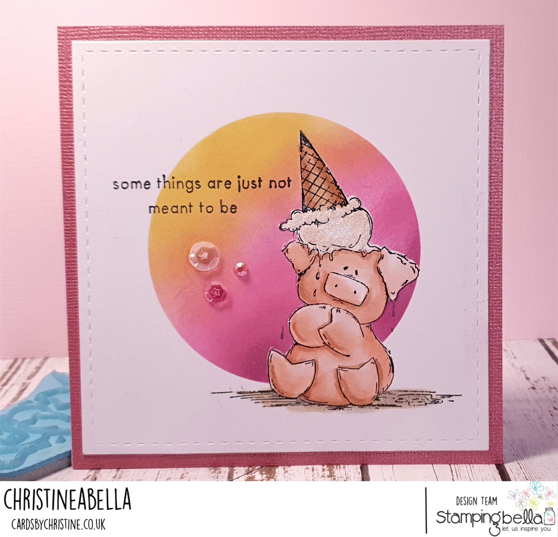 www.stampingbella.com: rubber stamp used: PEACHES. Card by  CHRISTINE LEVISON