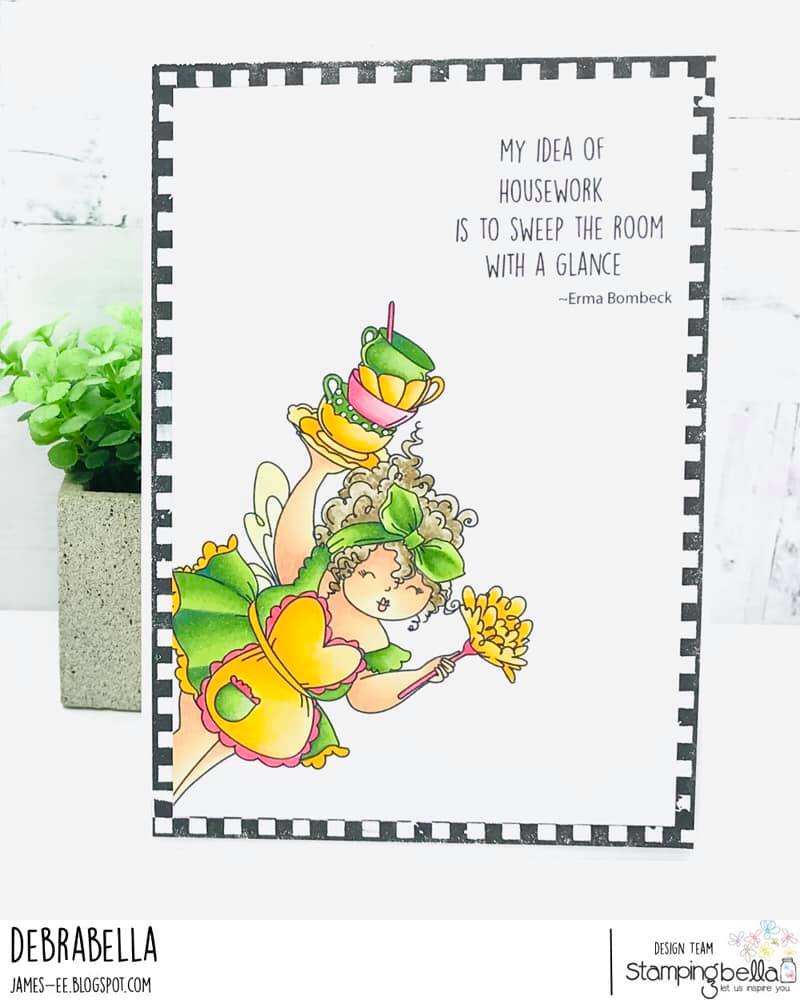www.stampingbella.com: rubber stamp used Edna Loves to SWEEP.  Card by Debra James