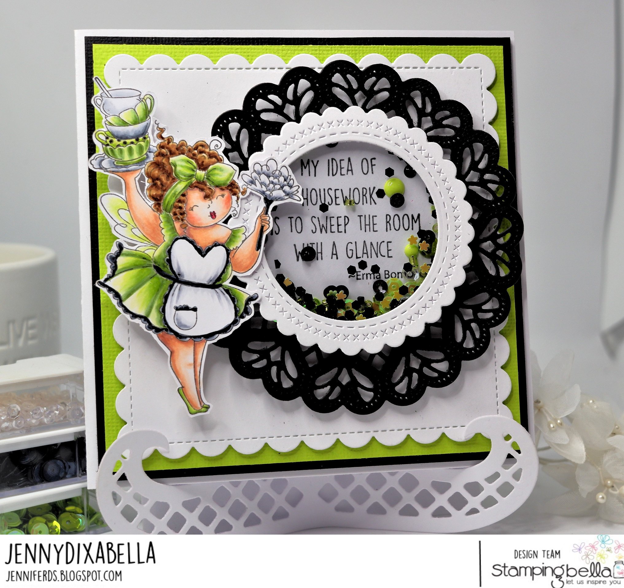 www.stampingbella.com: rubber stamp used: EDNA LOVES TO SWEEP, card by  Jenny dix