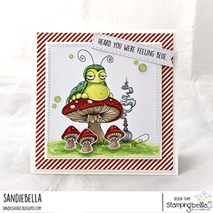  www.stampingbella.com: rubber stamp used ODDBALL CATERPILLAR Card by Sandie Dunne